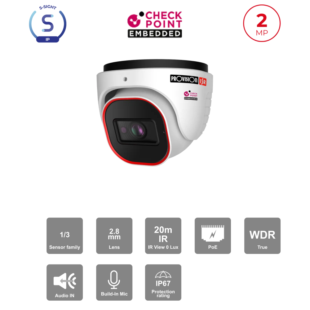Caméra IP Dôme 2MP IR 20m – DDA, Dual System & Sécurité Check Point | Provision-ISR Maroc