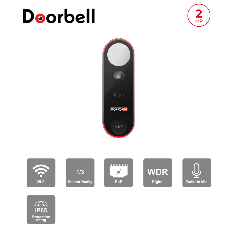 Sonnette Vidéo IP 2MP Wi-Fi PoE | IR LED Blanche Maroc