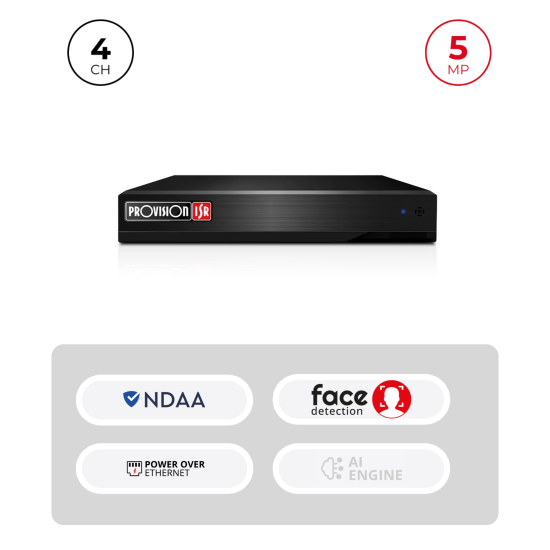 NVR 4 Channels PoE 5MP 6To HDMI VGA | NDAA Maroc