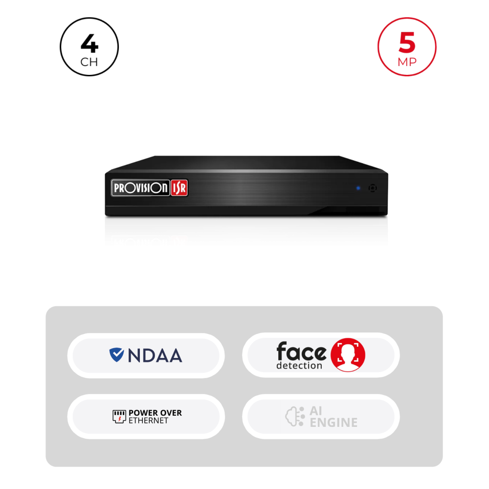 NVR 4 Channels PoE 5MP 6To HDMI VGA | NDAA Maroc