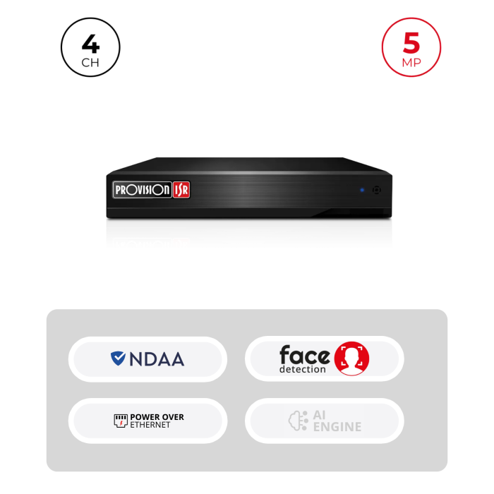 NVR 4 Channels PoE 5MP 6To HDMI VGA | NDAA Maroc