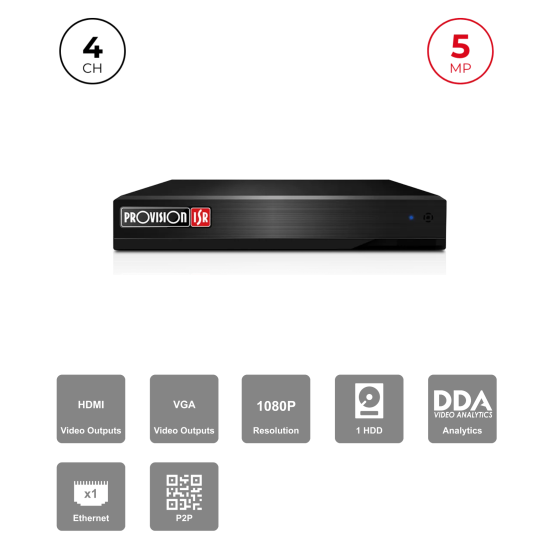 NVR 4 Channels 5MP 6To HDMI VGA | NDAA Maroc