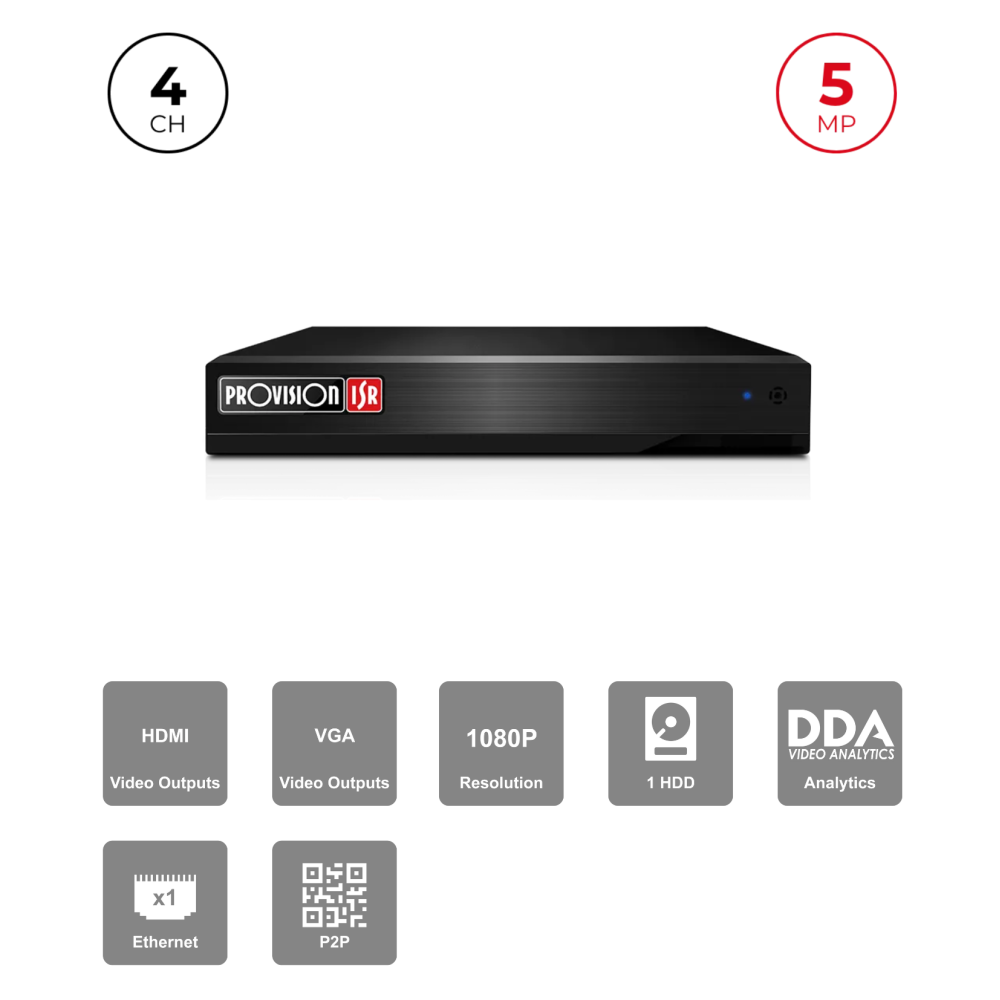 NVR 4 Channels 5MP 6To HDMI VGA | NDAA Maroc