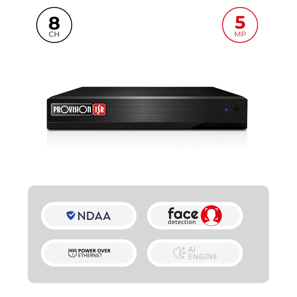 NVR 8 Channels PoE 5MP 6To HDMI VGA | NDAA Maroc