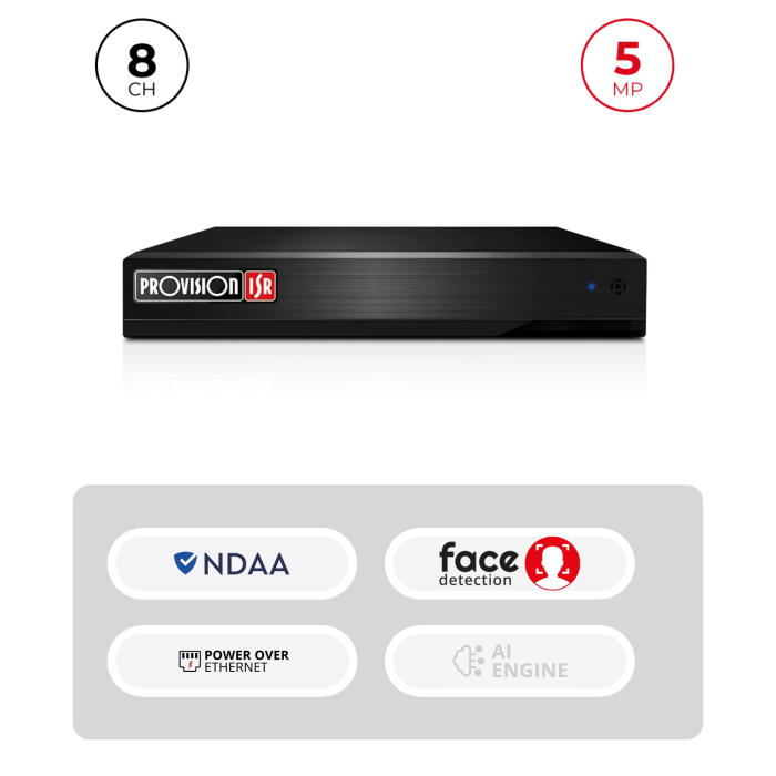 NVR 8 Channels PoE 5MP 6To HDMI VGA | NDAA Maroc
