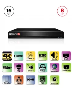 NVR 16CH 8MP PoE avec...