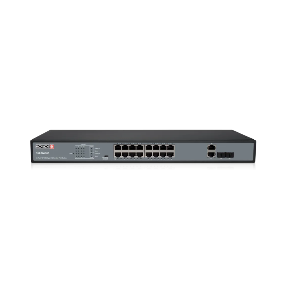 Switch PoE 16 ports 10/100 Mbps + 2 Gbps – 270W | Réseau & Caméra IP Maroc