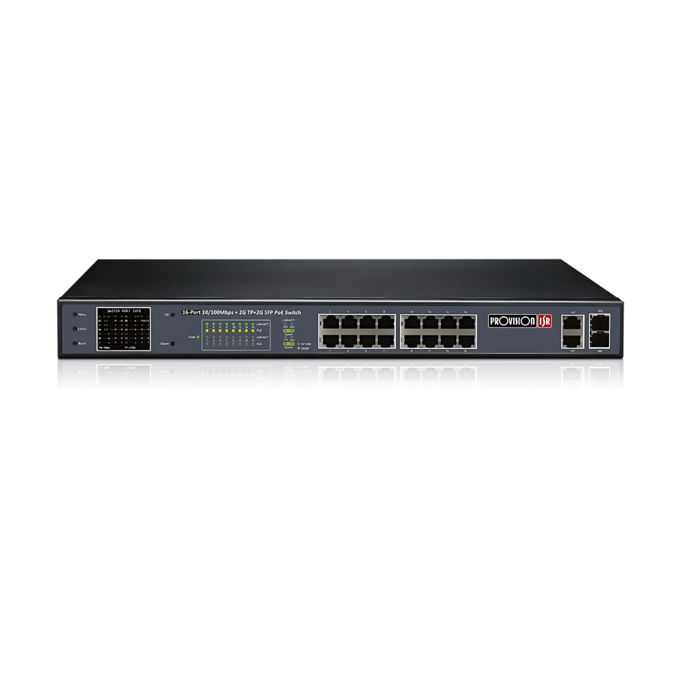 Switch PoE 16 Ports 10/100 2G 2SFP 250W | Rack Maroc