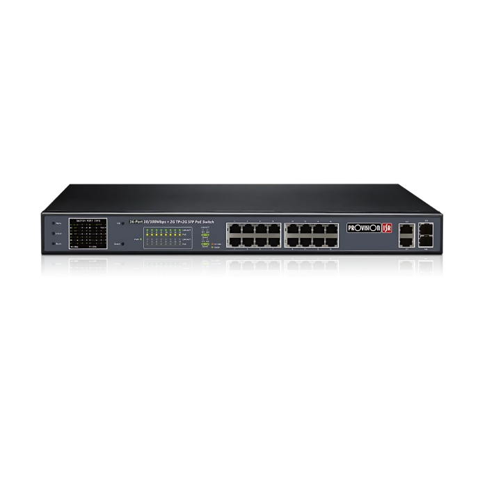 Switch PoE 16 Ports + 2 Gbps + 2 SFP – 250W | Caméra IP & Réseau Maroc