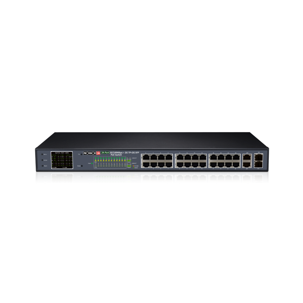 Switch PoE 24 Ports 10/100Mbps avec Uplink Gigabit et SFP – 370W |Switch Maroc