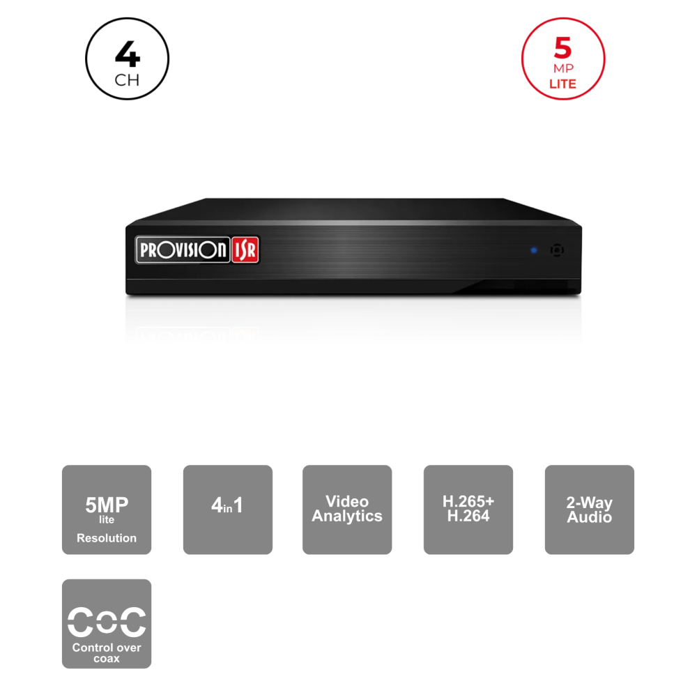 DVR Hybride 4CH + 2 IP 5MP – HDMI, Audio & VGA