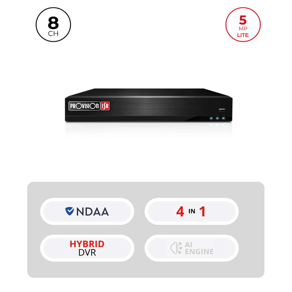 DVR Hybride 8+4CH IP 5MP HDMI VGA Audio – Provision ISR