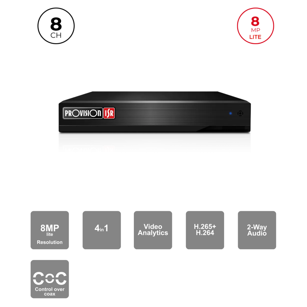 DVR Hybride 8CH+8CH IP 5MP HDMI VGA Audio – Provision ISR