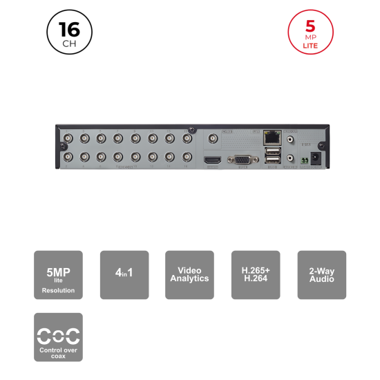 DVR Hybride 16+8 Channels 5MP HDMI VGA Audio | Maroc