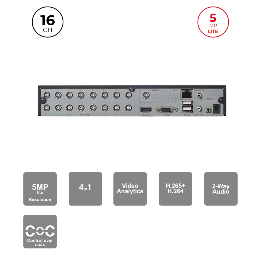 DVR Hybride 16CH+8CH IP 5MP HDMI VGA Audio – Provision ISR