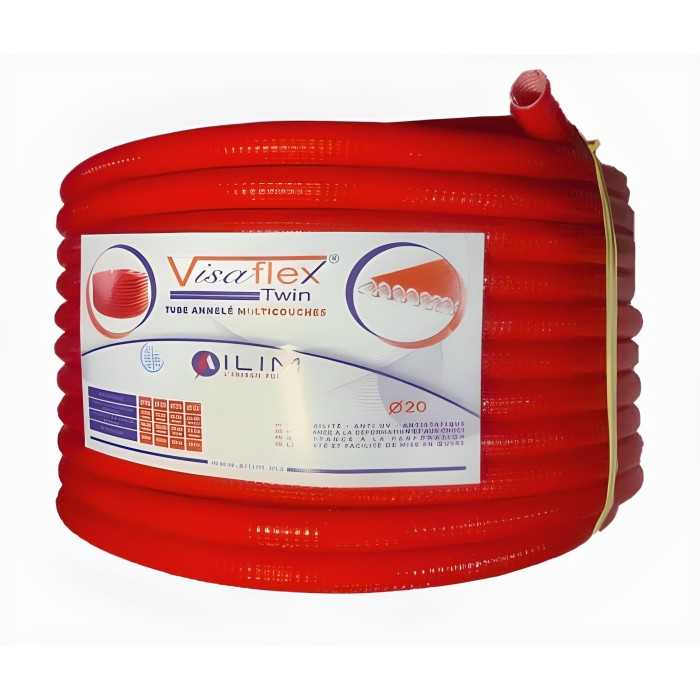 Tube Annelé Orange Visa Flex Twin Ø20 50m | Double Paroi Maroc