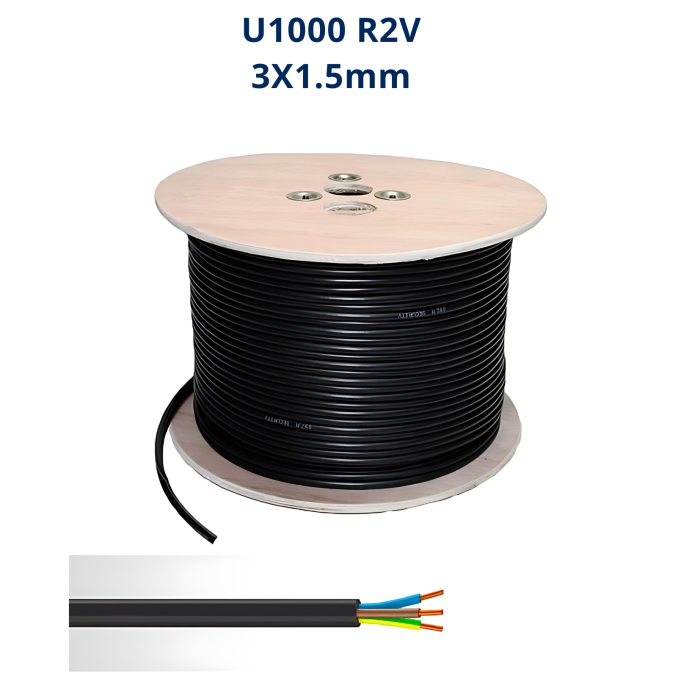 Câble U-1000 R2V 3x2.5 mm² Rigide | 0,6/1 kV Maroc