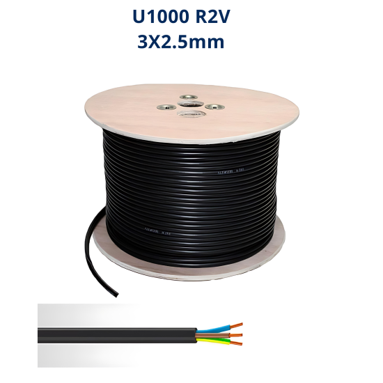 Câble U-1000 R2V 3x1.5 mm² Rigide | 0,6/1 kV Maroc