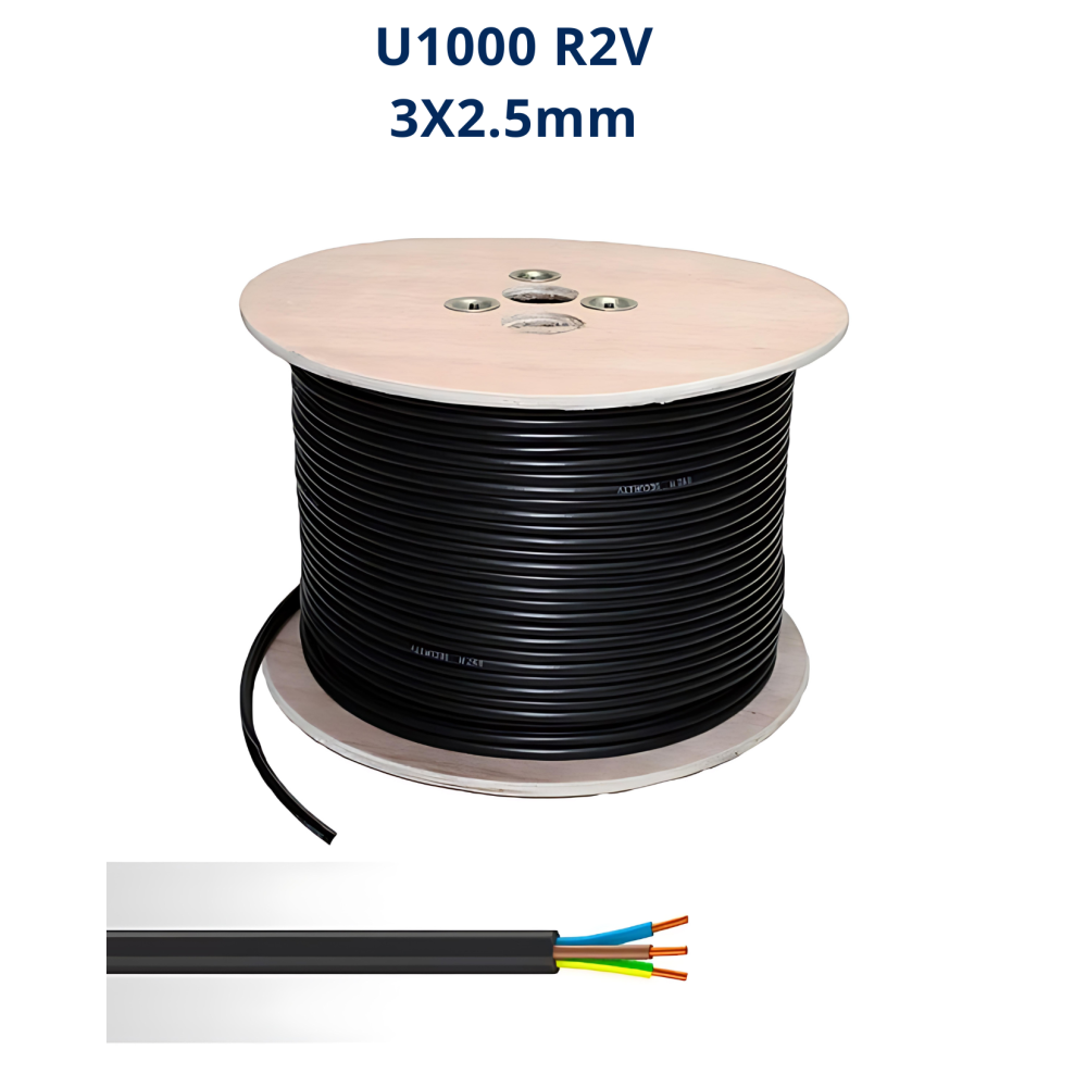 Câble U-1000 R2V 3x1.5 mm² Rigide | 0,6/1 kV Maroc