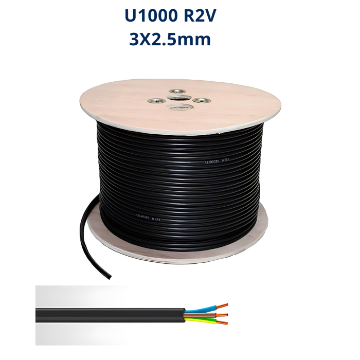 Câble U-1000 R2V 3x1.5 mm² Rigide | 0,6/1 kV Maroc