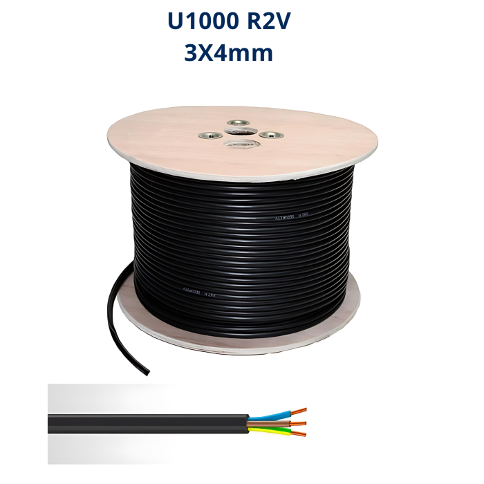 Câble U-1000 R2V 3x4 mm² Rigide | 0,6/1 kV Maroc