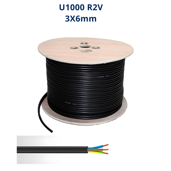Câble U-1000 R2V 3x6 mm² Rigide | 0,6/1 kV Maroc