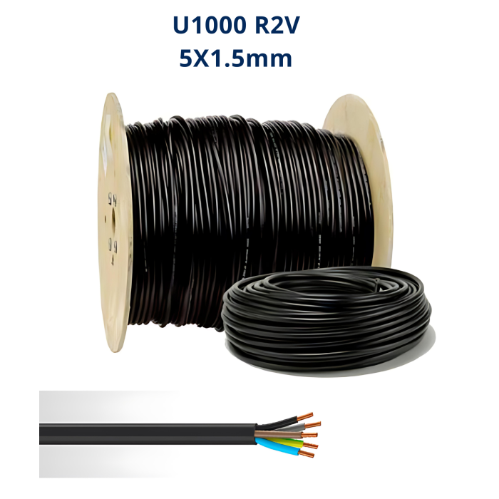 Câble électrique rigide 5x1.5mm U-1000 R2V Maroc | Normes électriques