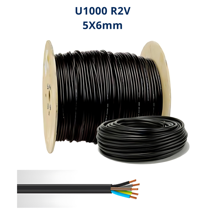 Câble électrique rigide 5x6 U-1000 R2V Maroc | Normes électriques