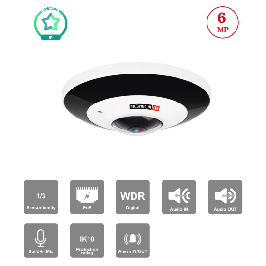 Caméra IP 6MP Fisheye 360° IR 15m Objectif 1.65mm | DDA WDR 120dB Maroc