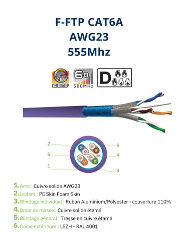 Câble Réseau CAT6A F/FTP 555 MHz –...