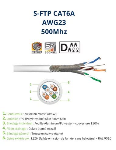 Câble réseau CAT6A S-FTP – Haute...
