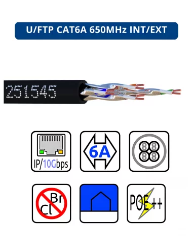 Câble réseau U/FTP CAT6A 650MHz –...