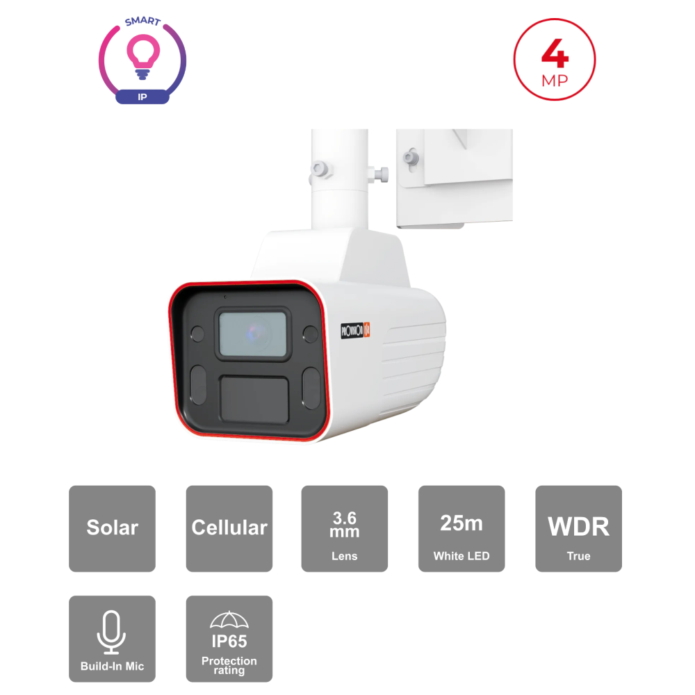 Caméra Solaire 4MP Bullet – DDA Analytics Objectif Fixe | Vidéosurveillance Maroc