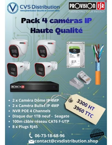 Pack 4 Caméras de Surveillance IP 4MP...