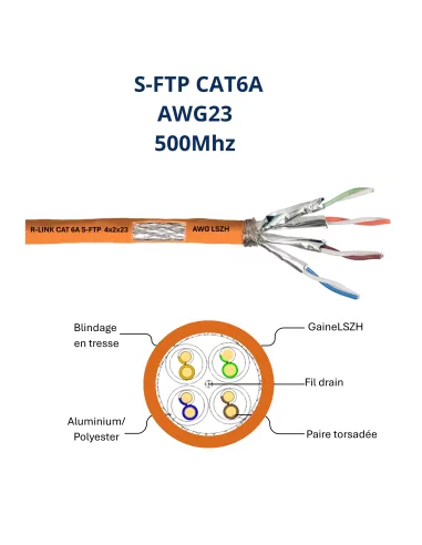 Câble Réseau CAT6A S-FTP 4 Paires...