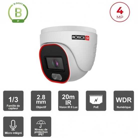 Caméra IP 4MP Dôme Turret Hybride IR + LED | Vidéosurveillance Maroc