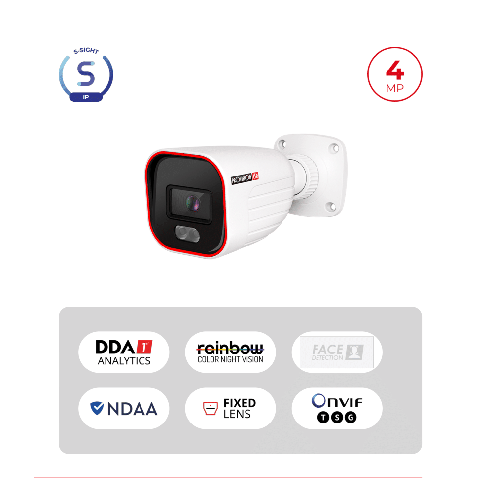 Caméra Bullet IP 4MP PoE Rainbow – LED Blanche, Vision Couleur Nuit | S-Sight Maroc