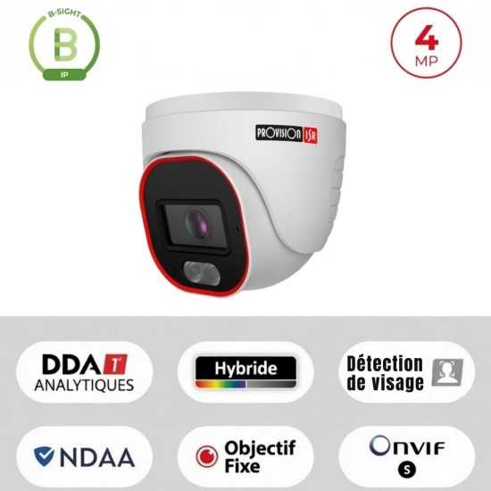 Caméra IP 4MP Dôme Turret Hybride IR + LED | Vidéosurveillance Maroc