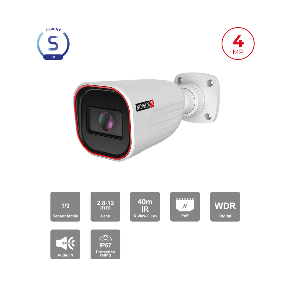 Caméra Bullet IP 4MP PoE Varifocale – IR 40m H.265 | S-Sight Maroc