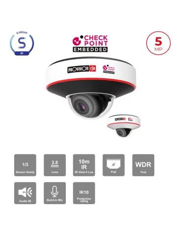 Caméra Mini Dome IP 5MP PoE –...