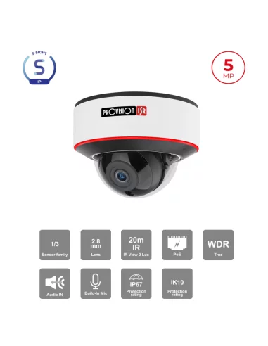Caméra IP Dome 5MP PoE – S-Sight, IR...