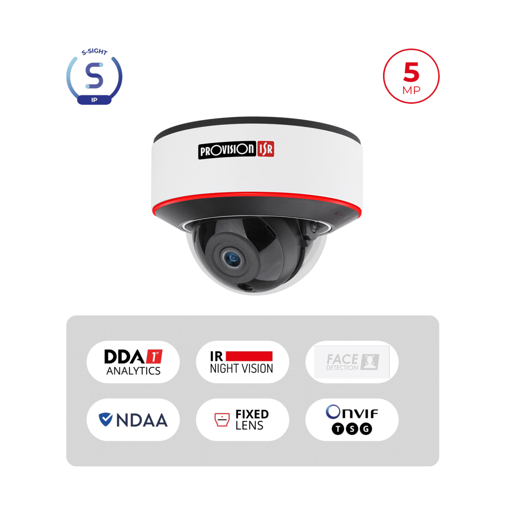 Caméra IP 5MP Dome PoE IR 20m – Objectif 2.8mm – Série S-Sight Maroc
