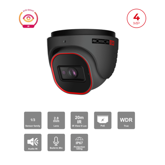 Caméra IP 4MP PoE Dome IR 20m Objectif 2.8mm | H.265 WDR 120dB Maroc