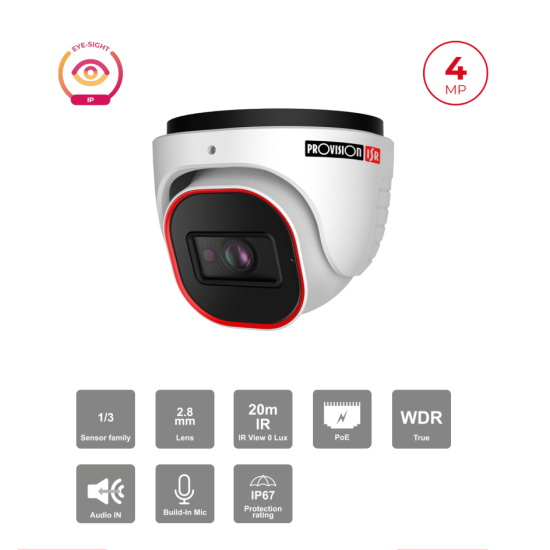 Caméra IP 4MP PoE Dome IR 20m Objectif 2.8mm | H.265 WDR 120dB Maroc