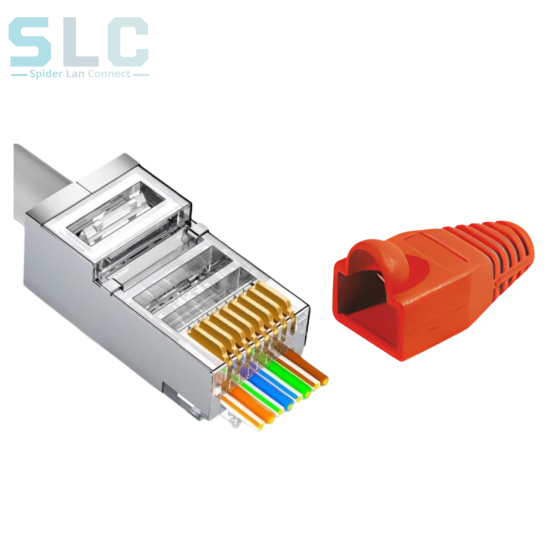 Plug RJ45 Mâle CAT6 Blindé avec Botte | 1 Gigabit Maroc