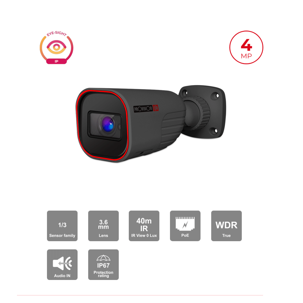 Caméra Bullet IP 4MP Eye-Sight – IR 40M, H.265, 3.6mm, PoE | Maroc
