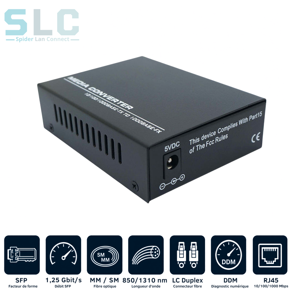 Convertisseur Média Gigabit SFP vers RJ45 | Fibre 1G Maroc