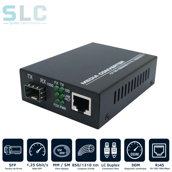 Convertisseur Média Gigabit SFP vers RJ45 | Fibre 1G Maroc
