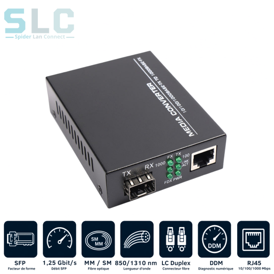 Convertisseur Média Gigabit SFP vers RJ45 | Fibre 1G Maroc