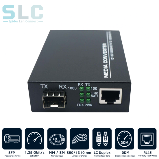 Convertisseur Média Gigabit SFP vers RJ45 | Fibre 1G Maroc